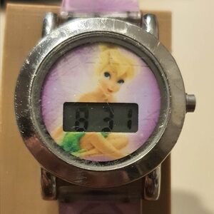 🦋10/$20🦋 Disney Tinkerbell Silver/Pink Digital Girl's Watch